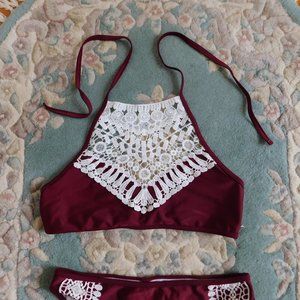 🥰 Crochet Lace Bohemian Halter Bikini